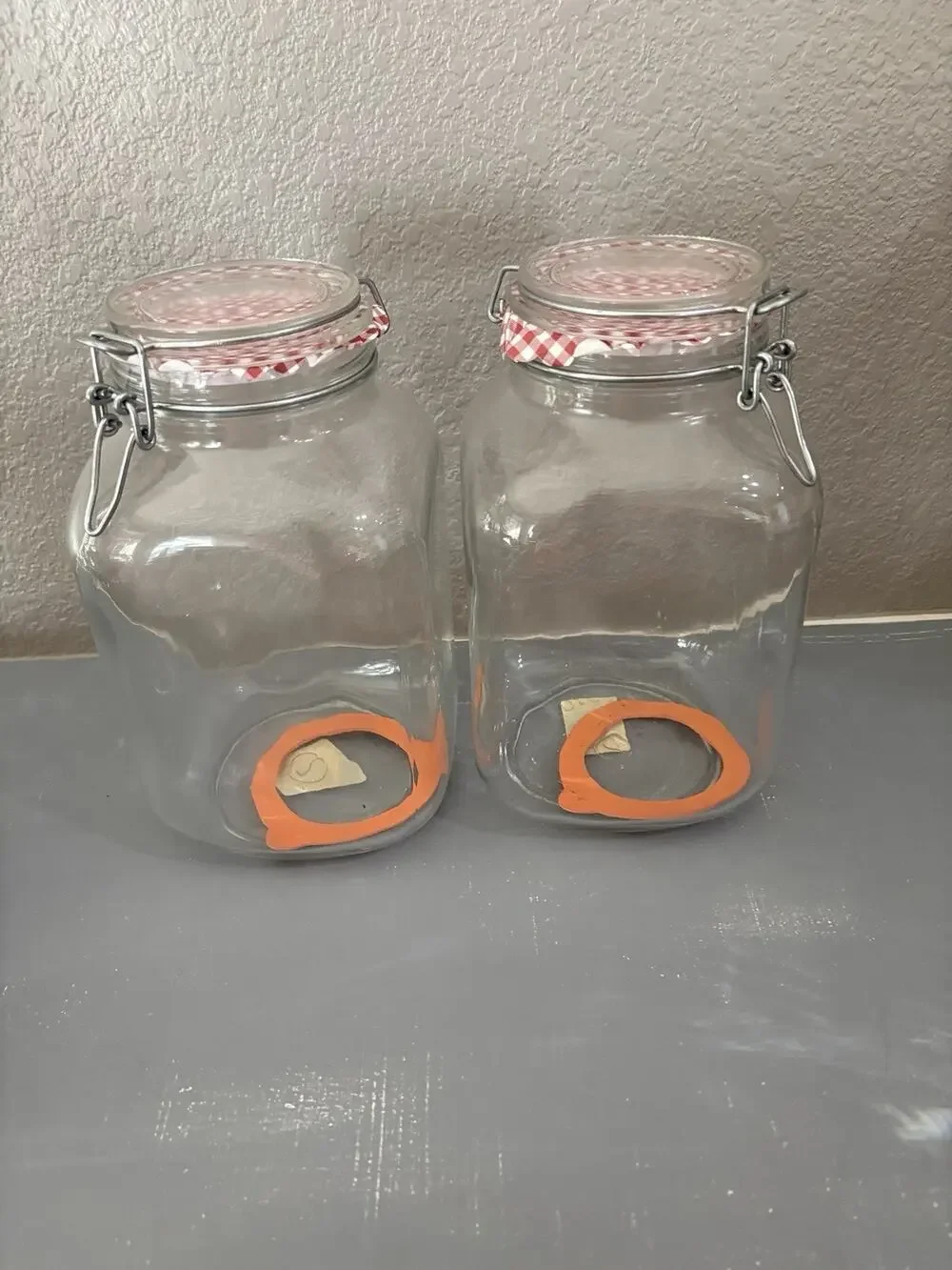 Set of 2 Italian Glass Swing Top Canisters Made in Italy Global Amici